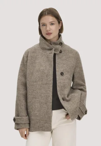 hessnatur, hessnatur Damen Jacke Relaxed aus Rhönwolle und europäischer Schurwolle - beige Grösse42
