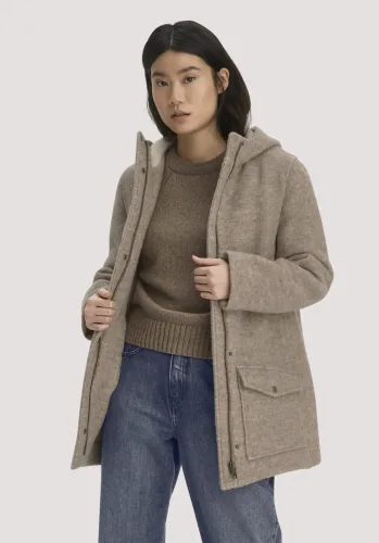 hessnatur, hessnatur Damen Parka Kapuze Regular aus Schurwolle - beige Grösse34