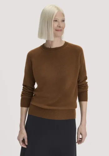 hessnatur, hessnatur Damen Pullover Relaxed BETTER RECYCLING aus Cashmere mit Recycling-Anteil - braun - Größe L