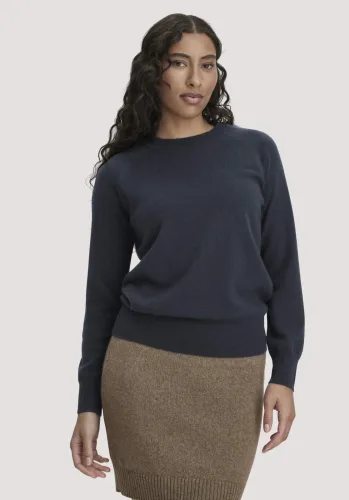 hessnatur, hessnatur Damen Pullover Relaxed BETTER RECYCLING aus Cashmere mit Recycling-Anteil - blau - Größe L
