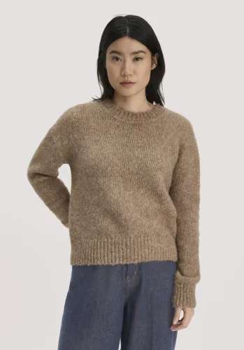 hessnatur, hessnatur Damen Pullover Relaxed aus Alpaka mit Bio-Baumwolle - braun - Größe XL