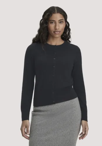 hessnatur, hessnatur Damen Strick Jacke Regular BETTER RECYCLING aus Cashmere - schwarz - Größe XS