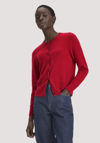 hessnatur, hessnatur Damen Strick Jacke Regular BETTER RECYCLING aus Cashmere - rot - Größe XS