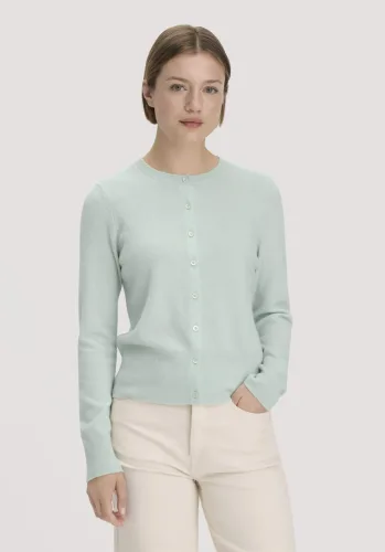 hessnatur, hessnatur Damen Strick Jacke Regular BETTER RECYCLING aus Cashmere - grün - Größe S