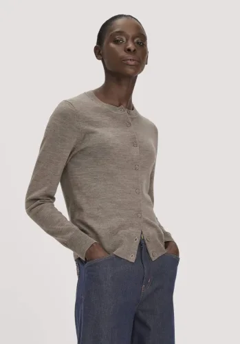 hessnatur, hessnatur Damen Strickjacke Regular aus Merino-Schurwolle - lila GrösseS