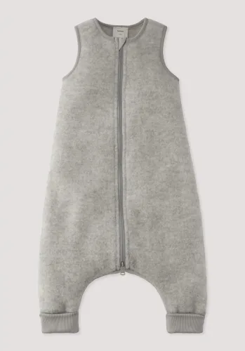 hessnatur, hessnatur Baby Wollfleece Schlafsack aus Bio-Merinowolle - grau - Größe 80cm