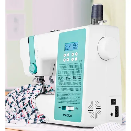 Medion, MEDION LIFE Digitale Nähmaschine SD36 (MD11881) türkis, einstellbare Stichlänge und Stichbreite, 270 Stichmuster, Integriertes Zubehörfach, 36 Watt Motorleistung