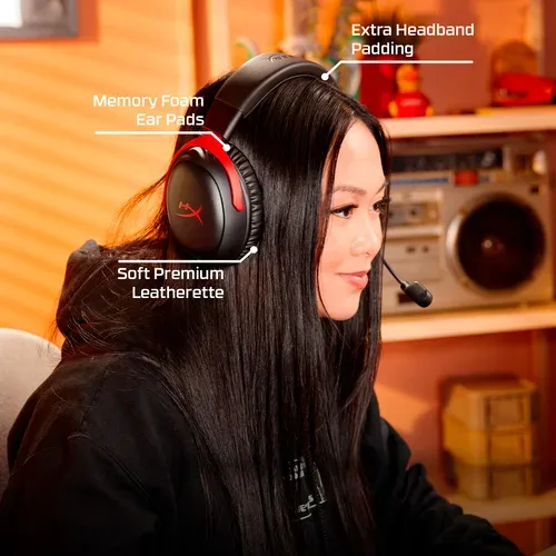 HP, HyperX Cloud III IDS-Basismodell ? Gaming-Headset (schwarz/rot)