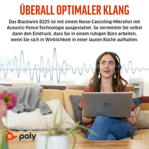 Poly, Poly Blackwire 8225 - Blackwire 8200 series - Headset - On-Ear - kabelgebunden - aktive Rauschunterdrückung