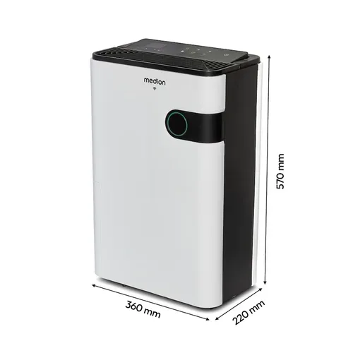 Medion, MEDION Smarter Luftentfeuchter DH30S (MD12044), Steuerung per App, Leistung max. 280W, Volumen Wassertank ca. 5L, 2 Geschwindigkeitsstufen, Touch-Bedienung