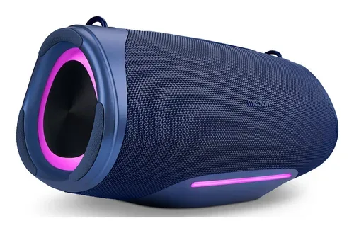 Medion, MEDION LIFE P61762 Tragbarer Bluetooth® Lautsprecher L blau, Dual Illuminated & Lightstrip (RGB-Lichteffekte), Bluetooth® 5.3, integrierter Akku mit bis zu 47 Stunden Laufzeit, robustes & mobiles Design, 2 x 25 W RMS