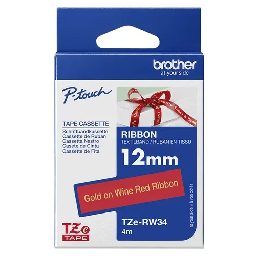 PTOUCH, PTOUCH Band, laminiert gold/rot TZe-RW34 PT-DV600VP 12 mm