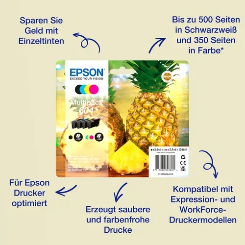 Epson, Epson E604XL Druckerpatronen XL (bk, c, m, y) - Epson No. 604XL, T10H640 für z.B. Epson Expression Home XP -2200, Epson Expression Home XP -2205