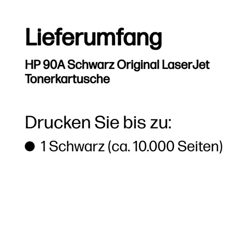HP, HP H90A Toner schwarz - HP No. 90A, CE390A für z.B. HP LaserJet Enterprise 600 M 601 dn, HP LaserJet Enterprise 600 M 601 m