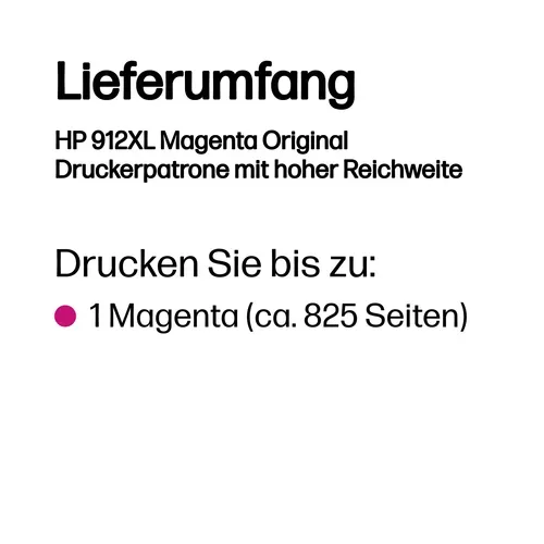 HP, HP 912XL Magenta Original Druckerpatrone mit hoher Reichweite