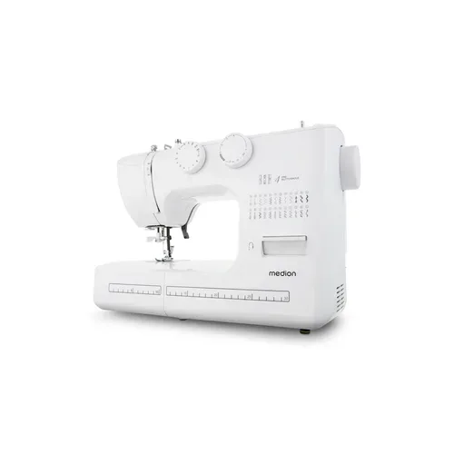 Medion, MEDION LIFE Freiarm-Nähmaschine SM60 (MD10689) weiß, einstellbare Stichlänge und Stichbreite, automatischer Einfädler, 60 verschiedene Stichmuster, integriertes Zubehörfach, 60 Watt Motorleistung