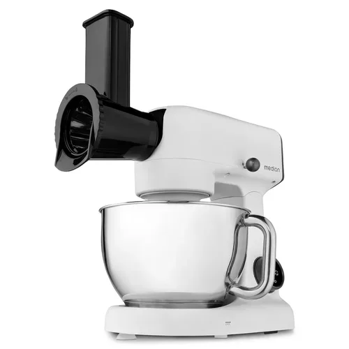 Medion, MEDION LIFE Digitale Küchenmaschine MD12600 weiß, 800 W Gleichstrommotor, Energiesparend, Ultraleise, Digitales Sensor-Touch-Display, 4,6 L Edelstahlschüssel, Inkl. Fleischwolf