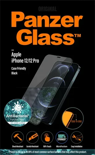 PanzerGlass, PanzerGlass - Folie iPhone 12 Pro Antibakteriell, Schwarz
