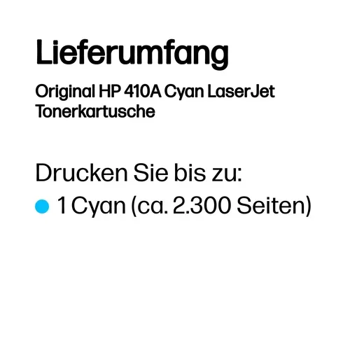 HP, HP H410AC Toner cy - HP No. 410A C, CF411A für z.B. HP Color LaserJet Pro MFP M 477 fnw, HP Color LaserJet Pro MFP M 377 dw