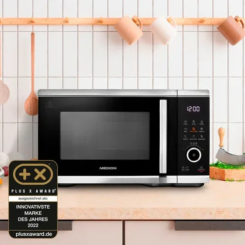 Medion, MEDION LIFE Mikrowelle mit Heißluft- fritteusen- funktion  MD 11499, 3in1 Mikrowelle, 25 L Garinnenraum, 900 W Mikrowellenleistung, 9 Automatikprogramme