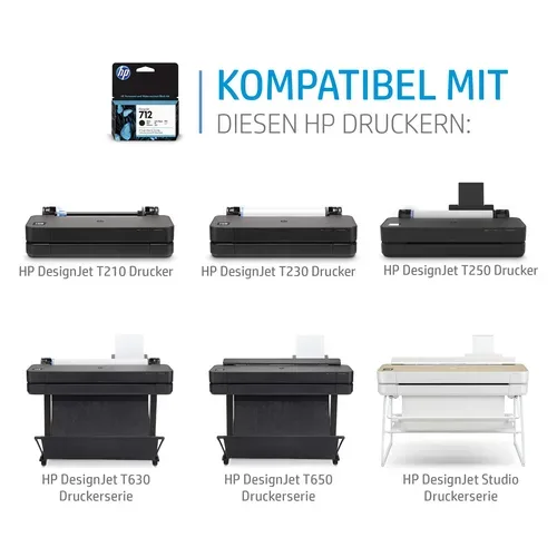 HP, HP Tintenpatrone 712 black 3ED70A DesignJet 38ml