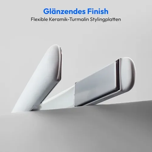 Medion, MEDION LIFE HS2 kabelloses Glätteisen weiß, flexible Keramik-/Turmalin Heizplatten mit Temperatursensor, Display mit Temperatur- und Akkuanzeige, 5 regelbare Hitzestufen (165° - 210°)