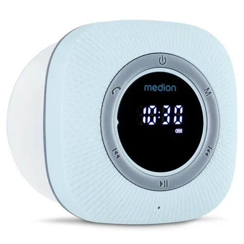 Medion, MEDION LIFE S66884 Duschradio blau, LED-Display, UKW-Radio, IPX6 Schutz, Bluetooth® 5.0, 30 W Ausgangsleistung (3 W RMS)