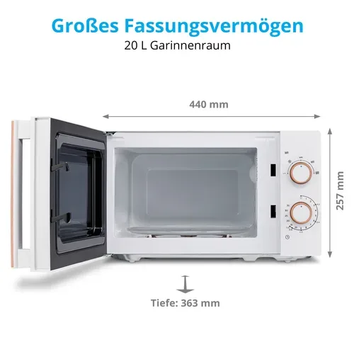 Medion, MEDION LIFE Mikrowelle MD 10596, Holzoptik, Garinnenraum 20 Liter, 700 W, Verspiegelte Tür, 5 Mikrowellen-Leistungsstufen