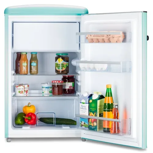Medion, MEDION LIFE Retro Kühlschrank mit Gefrierfach MD37790 Minty Green, 108 L Gesamtnutzinhalt, 37 dB, höhenverstellbare Füße, Energieeffiziensklasse D