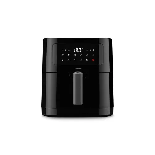 Medion, MEDION LIFE E40 XL Heißluftfritteuse MD 11740 schwarz, 100 Rezepte in der Life+ App, ölfreies Frittieren, 9 Automatikprogramme, 5,2 L Korbvolumen