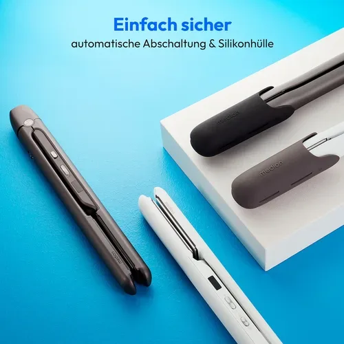 Medion, MEDION LIFE HS1 Glätteisen weiß, flexible Keramik-/Turmalin Heizplatten mit Temperatursensor, Display mit Temperaturanzeige, 5 regelbare Hitzestufen (165° - 210°)