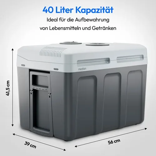 Medion, MEDION LIFE Kühlbox mit Wärmefunktion MD13102, Kühl und Warmhaltefunktion, 40 L Kapazität, 5V-USB-Anschluss