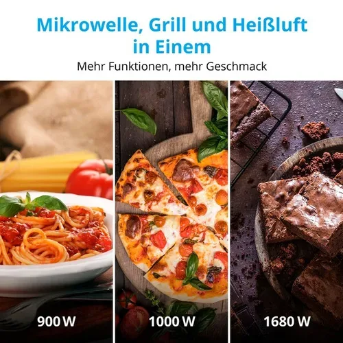 Medion, MEDION LIFE 3 in 1 Mikrowelle  MD 11493, Kombination aus Mikrowelle, Grill und Heißluft, 23 L, 10 Automatikprogramme, 900 W, Digitaler Timer