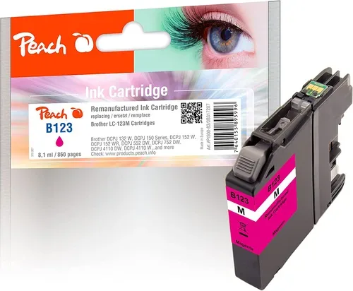 Peach, Peach B123 M Druckerpatrone XL ma ersetzt Brother LC-123M für z.B. Brother MFCJ 6720 DW, Brother MFCJ 6520 DW, Brother MFCJ 4410 DW, Brother DCPJ 150