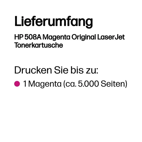 HP, HP H508AM Toner ma - HP No. 508A M, CF363A für z.B. HP Color LaserJet Enterprise Flow MFP M 577 c, HP Color LaserJet Enterprise M 552 dn