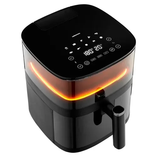 Medion, MEDION LIFE X10 XL Heißluftfritteuse MD 11780, 100 Rezepte in der Life+ App, innovative Wassersprayfunktion, 10 Automatikprogramme, ca. 5 L Korbvolumen, Temperatur einstellbar bis 230 °C