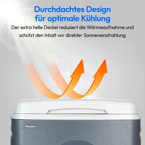 Medion, MEDION LIFE® Thermoelektrische Kühlbox MD 10735, Kühl- und Warmhaltefunktion, 25 L Kapazität, 12V-, 230V- und USB-Anschlüsse zur Stromversorgung