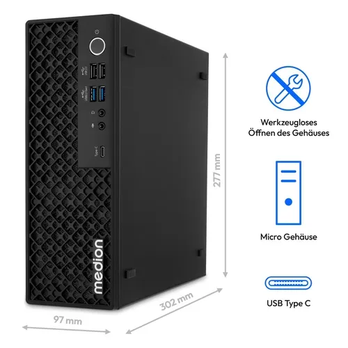 Medion, MEDION Picoworx T80 III Mini PC; Copilot+ PC, Intel® Core? Ultra 7 258V, Windows 11 Pro, 1 TB SSD, 32 GB RAM