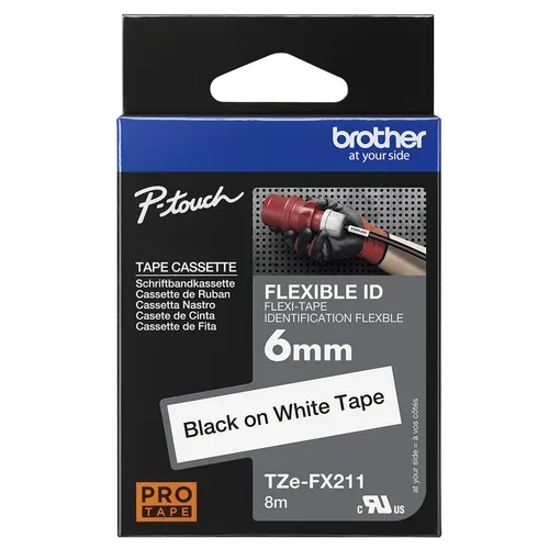 PTOUCH, PTOUCH Flexitape lamin. schwarz/weiss TZe-FX211 zu PT-550 6 mm