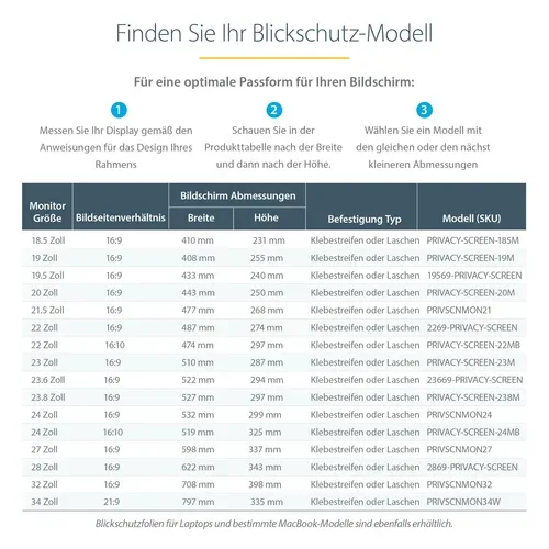 StarTech.com, STARTECH.COM - 24-Zoll-Monitor Blickschutzfolie - Universal, 24