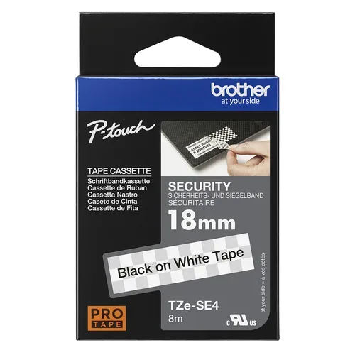 PTOUCH, PTOUCH Sicherheitsband schwarz/weiss TZe-SE4 zu PT-200,300,500 18mm
