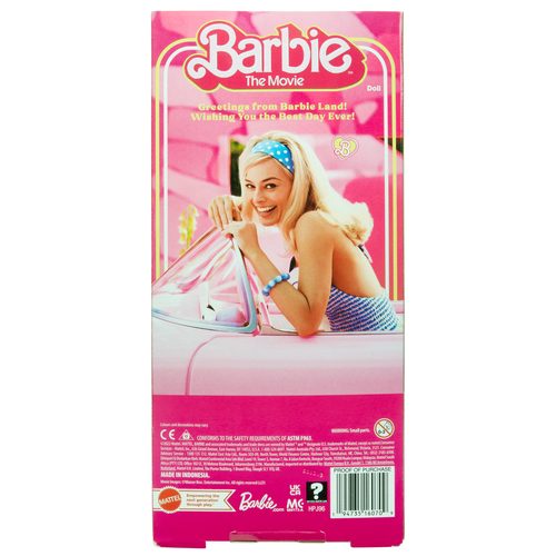 Mattel, Barbie Signature The Movie - Margot Robbie als Barbie Puppe zum Film im rosa-weißen Karo-Kleid, Spielfigur