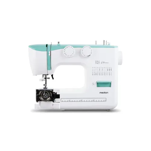 Medion, MEDION LIFE Freiarm-Nähmaschine SM60 (MD10689) türkis, einstellbare Stichlänge und Stichbreite, automatischer Einfädler, 60 verschiedene Stichmuster, integriertes Zubehörfach, 60 Watt Motorleistung