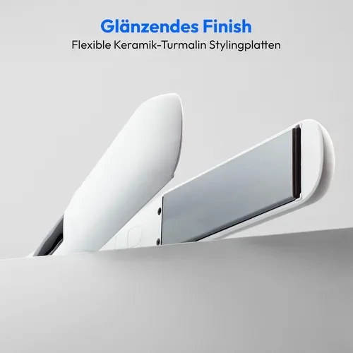 Medion, MEDION LIFE HS1 Glätteisen weiß, flexible Keramik-/Turmalin Heizplatten mit Temperatursensor, Display mit Temperaturanzeige, 5 regelbare Hitzestufen (165° - 210°)