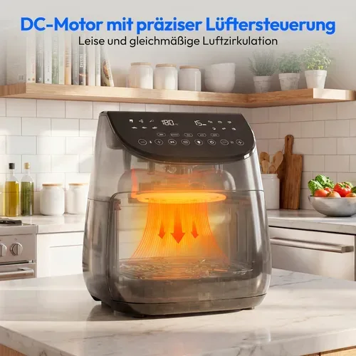Medion, MEDION LIFE Heißluftfritteuse X20 XL (MD13060), Temperaturfühler, MEDION Life+ App, Touch-Sensor- Bedienfeld, 6,6 L Fassungsvermögen, 10 Automatikprogramme, 5 Fleischprogramme
