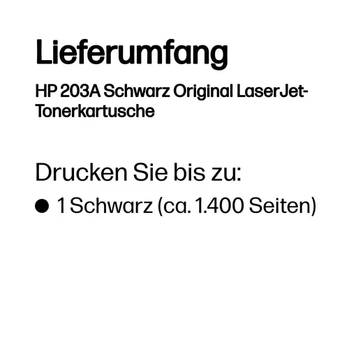 HP, HP H203ABK Toner schwarz - HP No. 203A BK, CF540A für z.B. HP Color LaserJet Pro MFP M 281 fdw, HP Color LaserJet Pro M 254 dnw