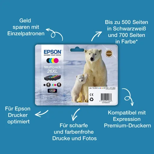 Epson, EPSON Tintenpatrone schwarz T260140 XP 700/800 220 Seiten