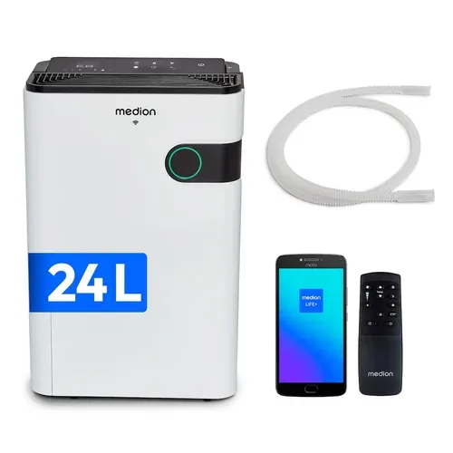 Medion, MEDION Smarter Luftentfeuchter DH30S (MD12044), Steuerung per App, Leistung max. 280W, Volumen Wassertank ca. 5L, 2 Geschwindigkeitsstufen, Touch-Bedienung
