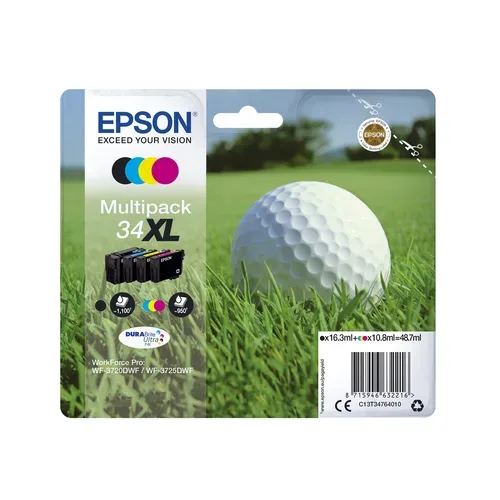 Epson, Epson E34 Druckerpatronen ye - Epson T3464, No. 34 y, C13T34644010 für z.B. Epson WorkForce Pro WF -3700, Epson WorkForce Pro WF -3720 DW