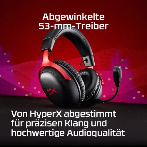 HP, HyperX Cloud III IDS-Basismodell ? Gaming-Headset (schwarz/rot)